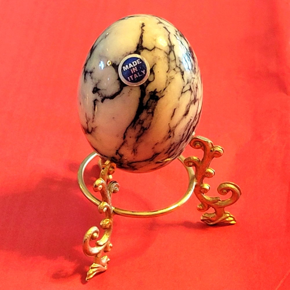 Marble Decorative Egg with Stand Made In Italy.
